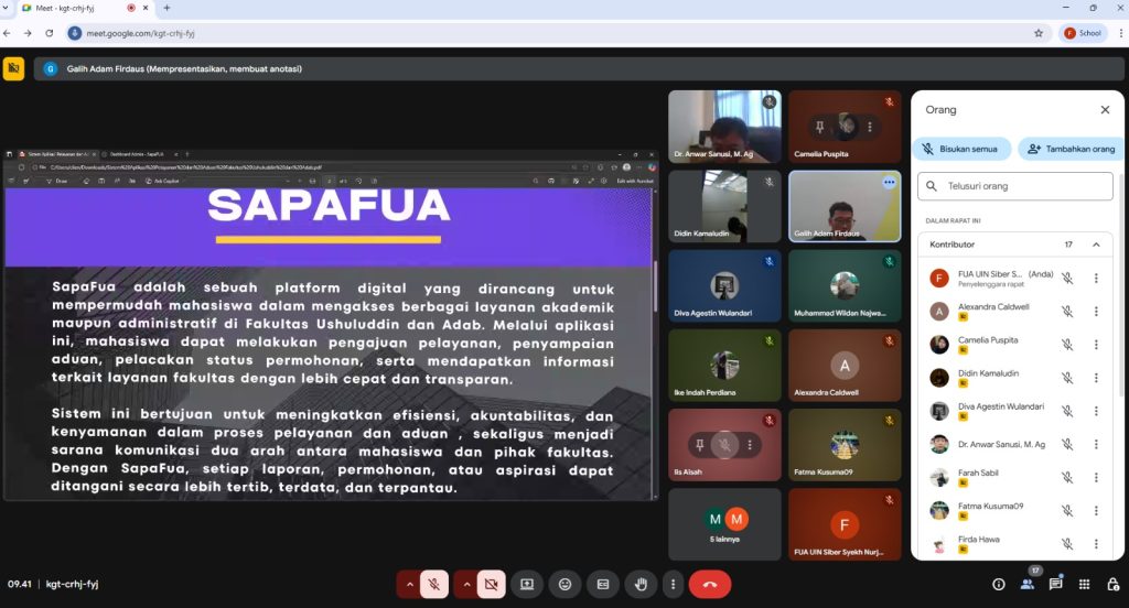 PJJ Sejarah Peradaban Islam Menghadiri Peluncuran Aplikasi SapaFUA: Inovasi Layanan Digital Fakultas Ushuluddin dan Adab